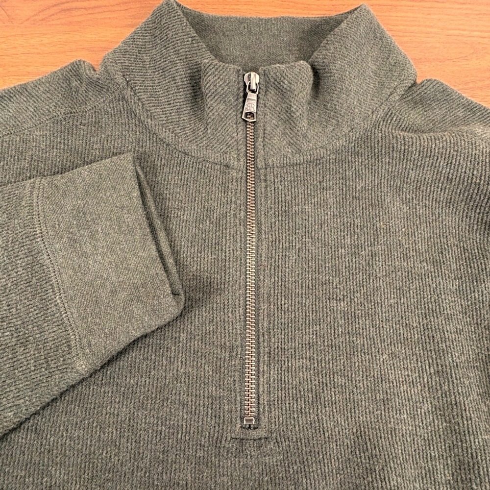 Banana Republic Men's Olive Green Gray Quarter Zip Pullover Sweater XL